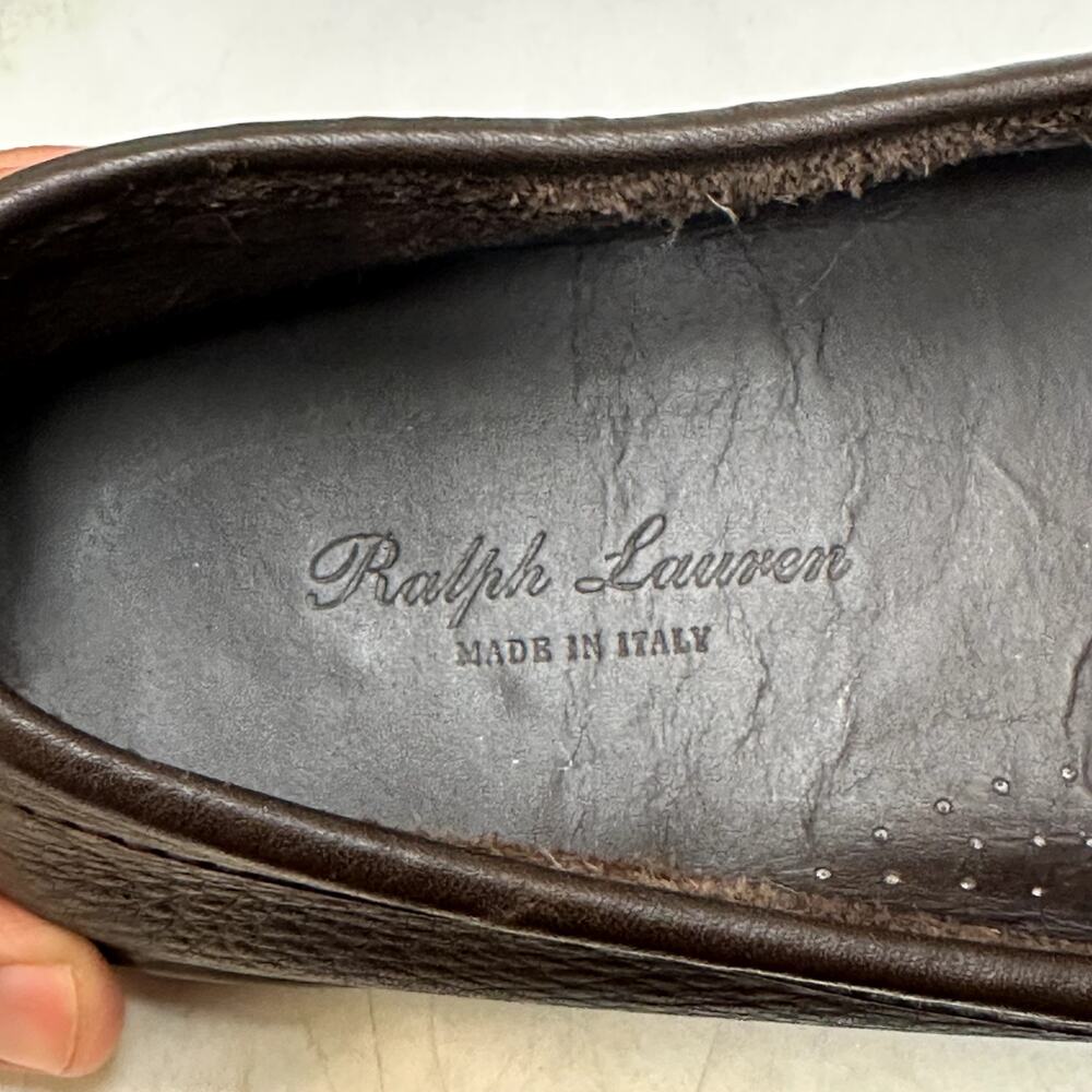 WORN TWICE Ralph Lauren Purple Label Driver Brown Pebbled Made in Italy 11.5 D - Picture 10 of 13
